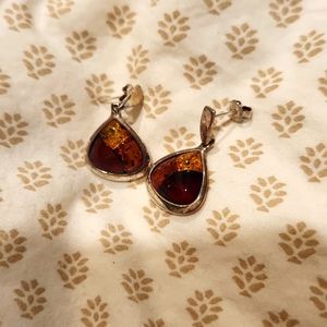 Amber Sterling Earrings